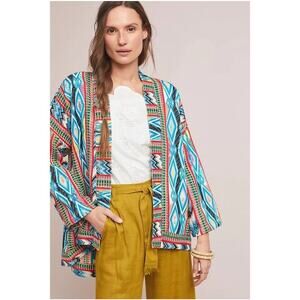 Anthropologie dRA Yolanda Embroidered Open Front Cardigan Jacket Women's Size M